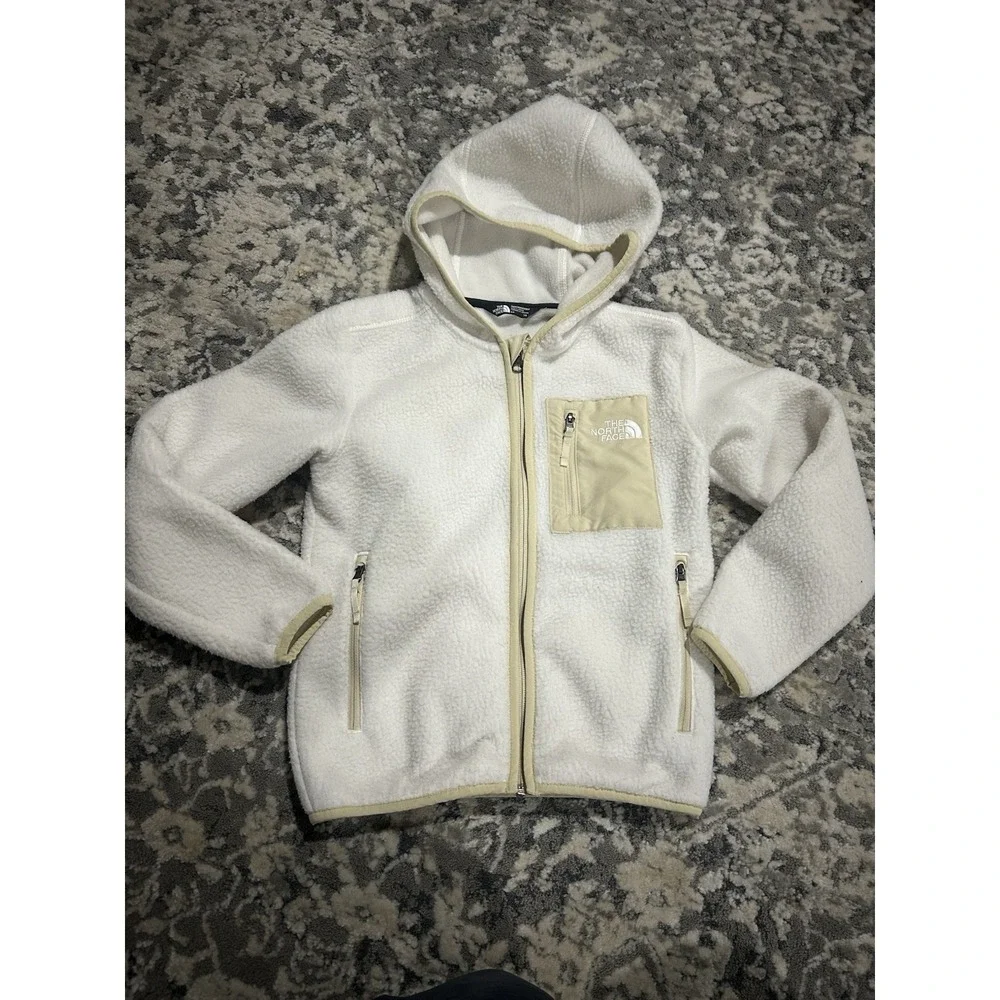 Unisex Kids North‎ Face Jacket White Zip Up Fleece Size Small 7/8